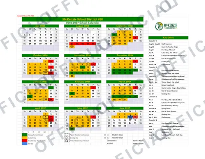 McKenzie School District #68 2026-27 calendar