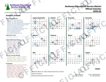 Northwest Educational Service District 25-26 2026-27 calendar