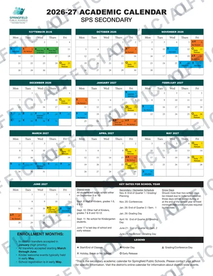SPS SECONDARY 2026-27 calendar