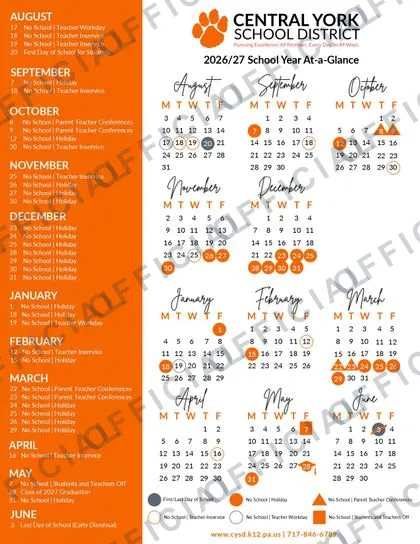 William Penn School District 2026-27 calendar