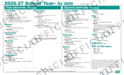 Lancaster County School District 2026-27 calendar