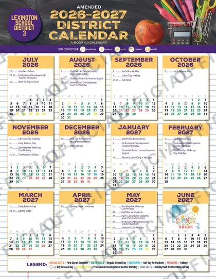 LEXINGTON SCHOOL DISTRICT 3 2026-27 calendar