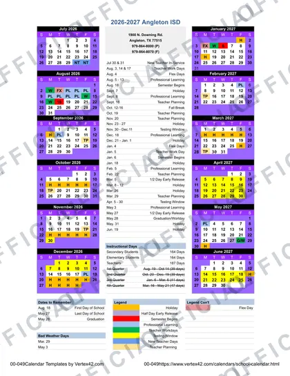 Angleton ISD 2026-27 calendar