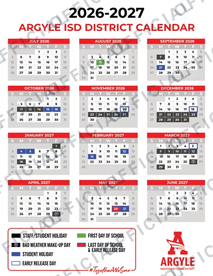 Argyle ISD 2026-27 calendar