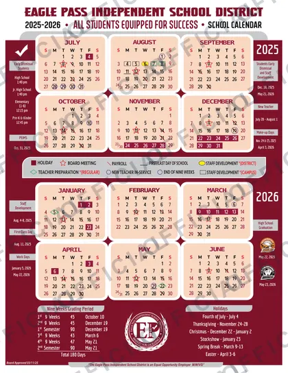 Eagle Pass ISD 25-26 2026-27 calendar
