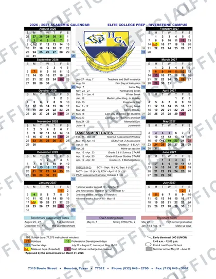 Fabens ISD Independent School District 2026-27 calendar