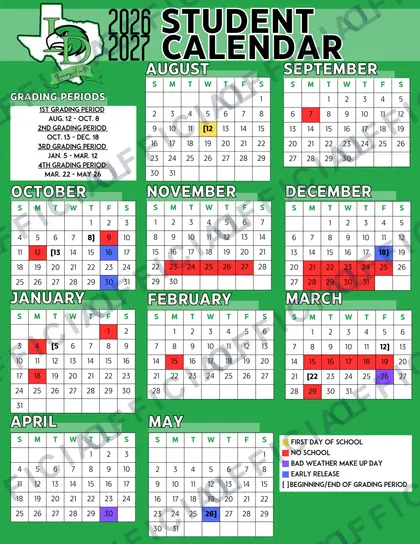 Ferris ISD 2026-27 calendar