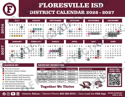 Floresville ISD 2026-27 calendar