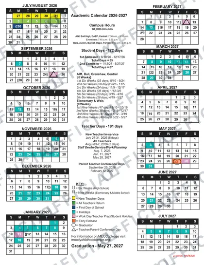 Galveston ISD 2026-27 calendar