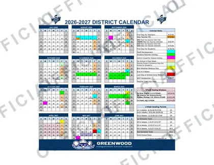 Greenwood ISD 2026-27 calendar