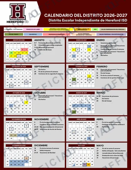 Hereford ISD 2026-27 calendar