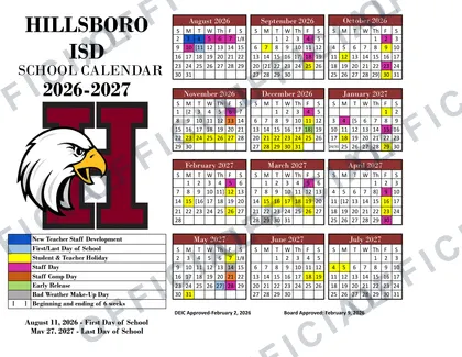 Hillsboro ISD 2026-27 calendar