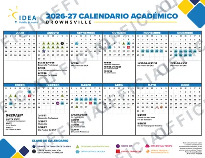 IDEA Public Schools Brownsville 2026-27 calendar