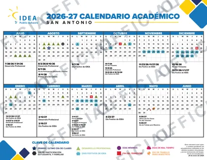 IDEA Public Schools San Antonio 2026-27 calendar