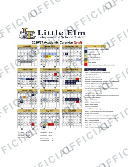 Little Elm ISD 2026-27 calendar