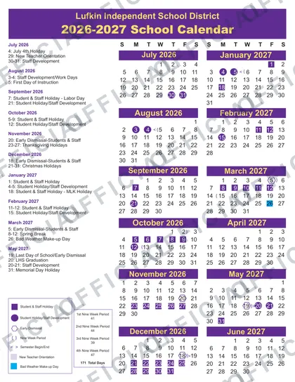 Lufkin ISD 2026-27 calendar