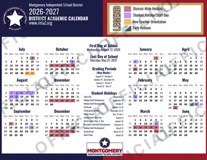 Montgomery Isd 2026-27 calendar