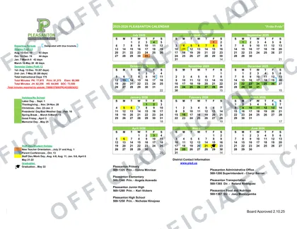 Pleasanton Independent School District ISD 2026-27 calendar