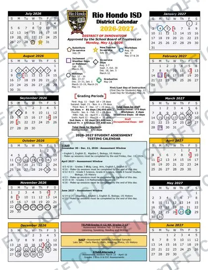 Rio Hondo ISD 2026-27 calendar