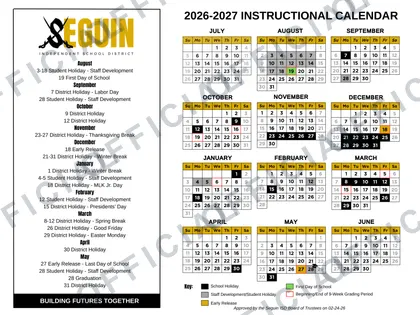 Seguin ISD Independent School District 2026-27 calendar