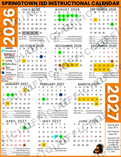 Springtown ISD 2026-27 calendar