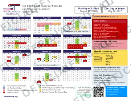SST School of Science & Technology SAN-ANTONIO 2026-27 calendar