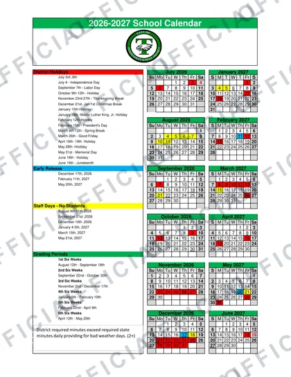Tatum ISD 2026-27 calendar