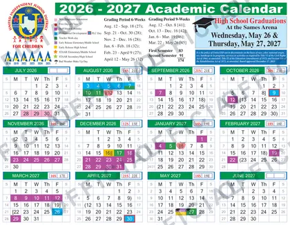United Independent School District ISD 2026-27 calendar