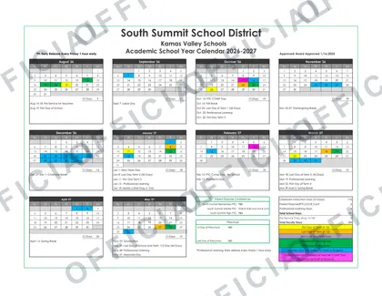 South Summit School District 2026-27 calendar