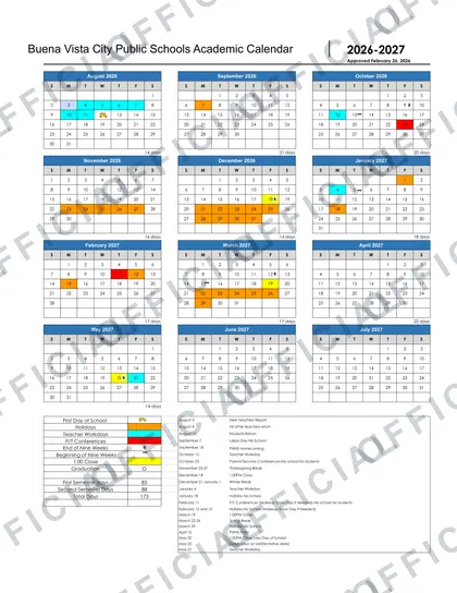 Caroline County Public Schools 2026-27 calendar