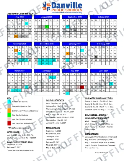 Essex County Public Schools 2026-27 calendar