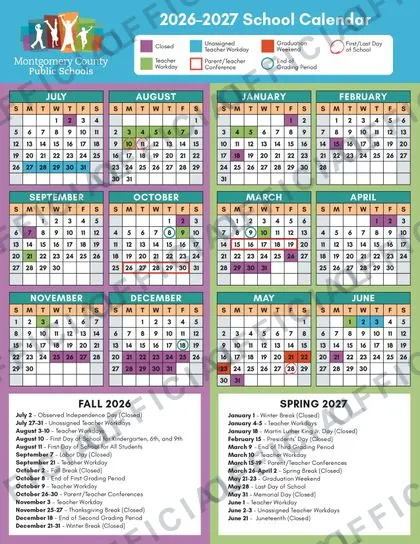 Montgomery County Public Schools 2026-27 calendar