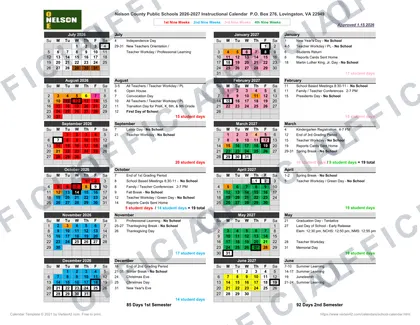 Northampton County Public Schools 2026-27 calendar