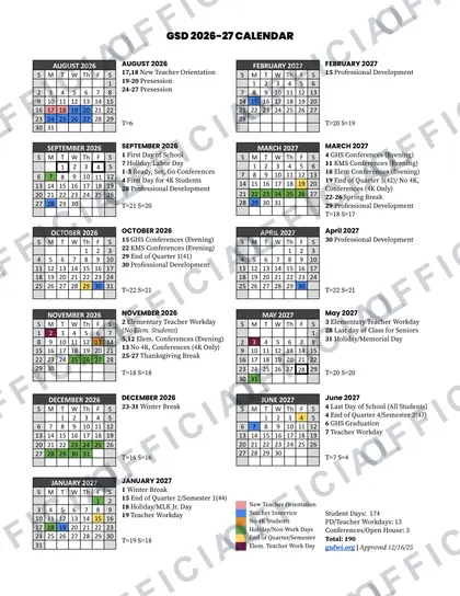 Germantown Schools 2026-27 calendar