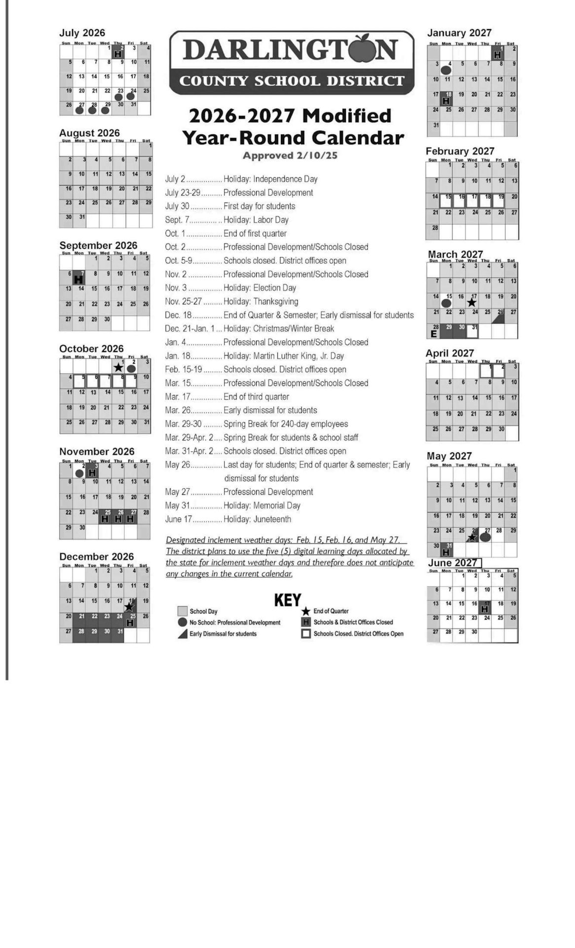Dorchester School District 2 Calendar 26-27 [PDF]