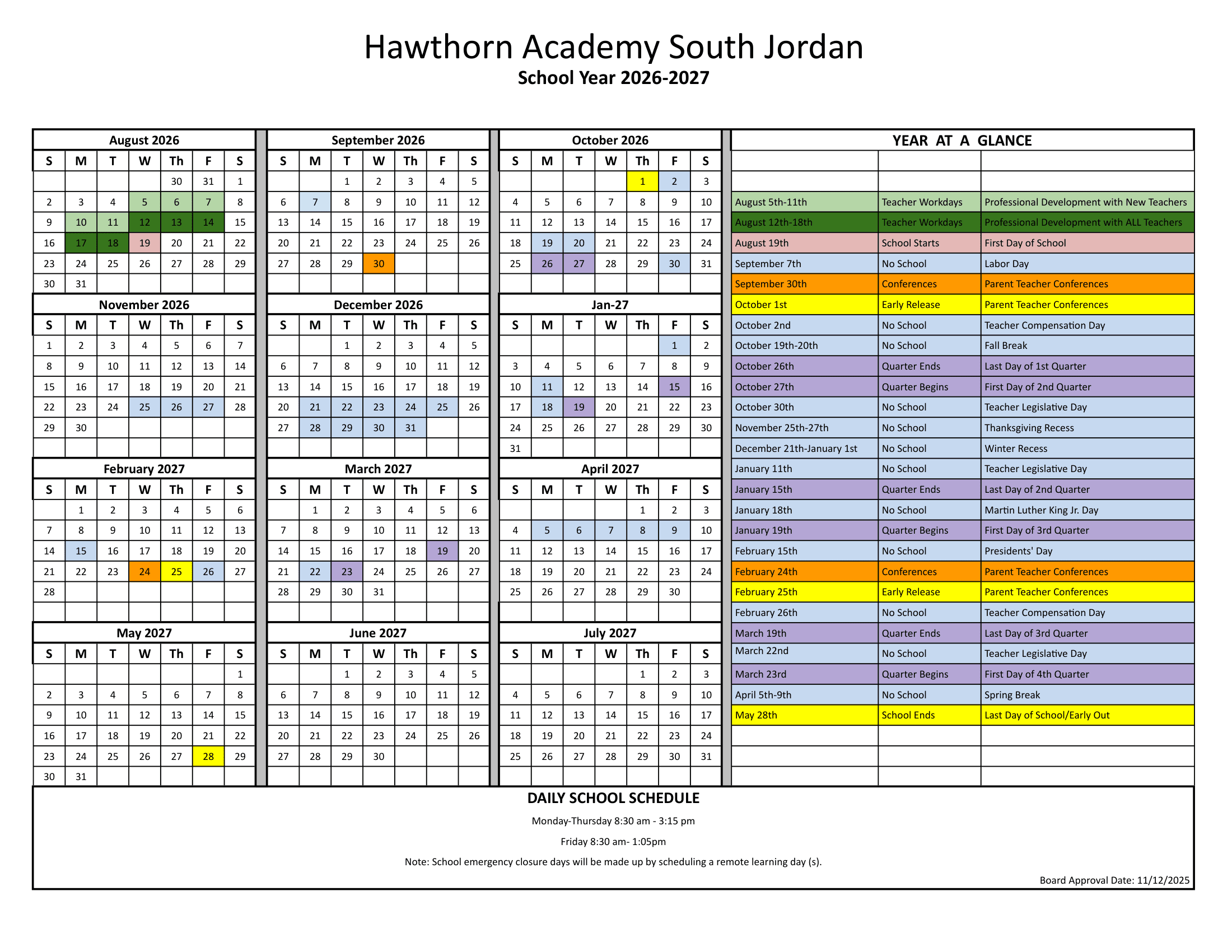Hawthorn Academy South Jordan 26-27 Calendars Updated [PDF]