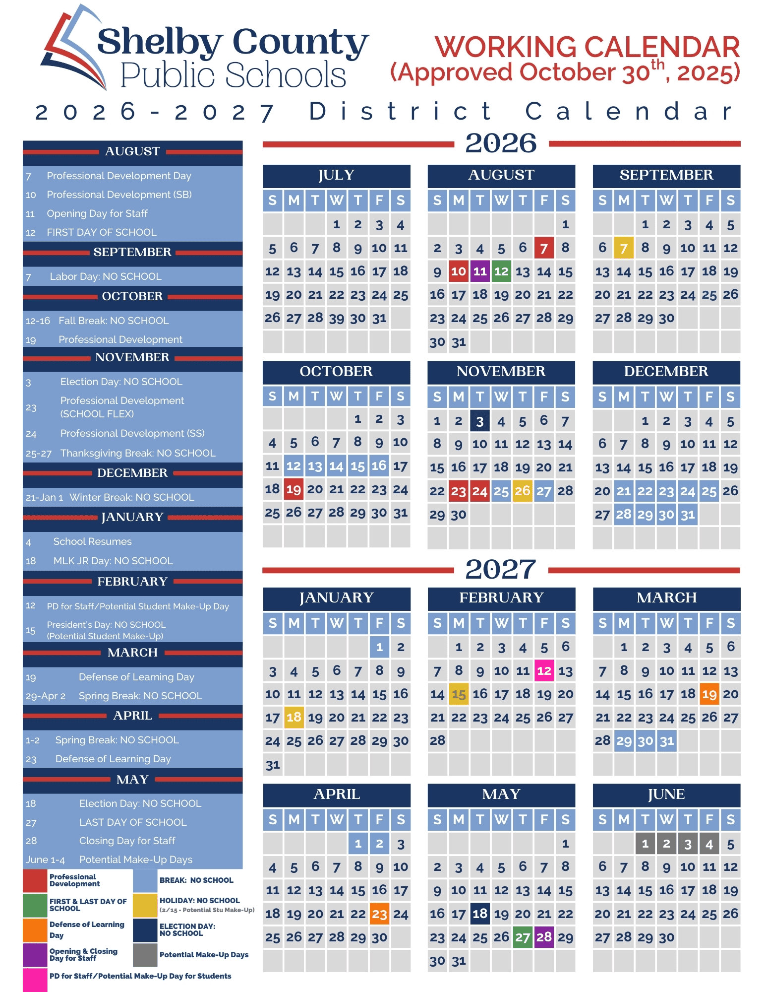 Shelby County Public Schools ky 26-27 Calendar Revised