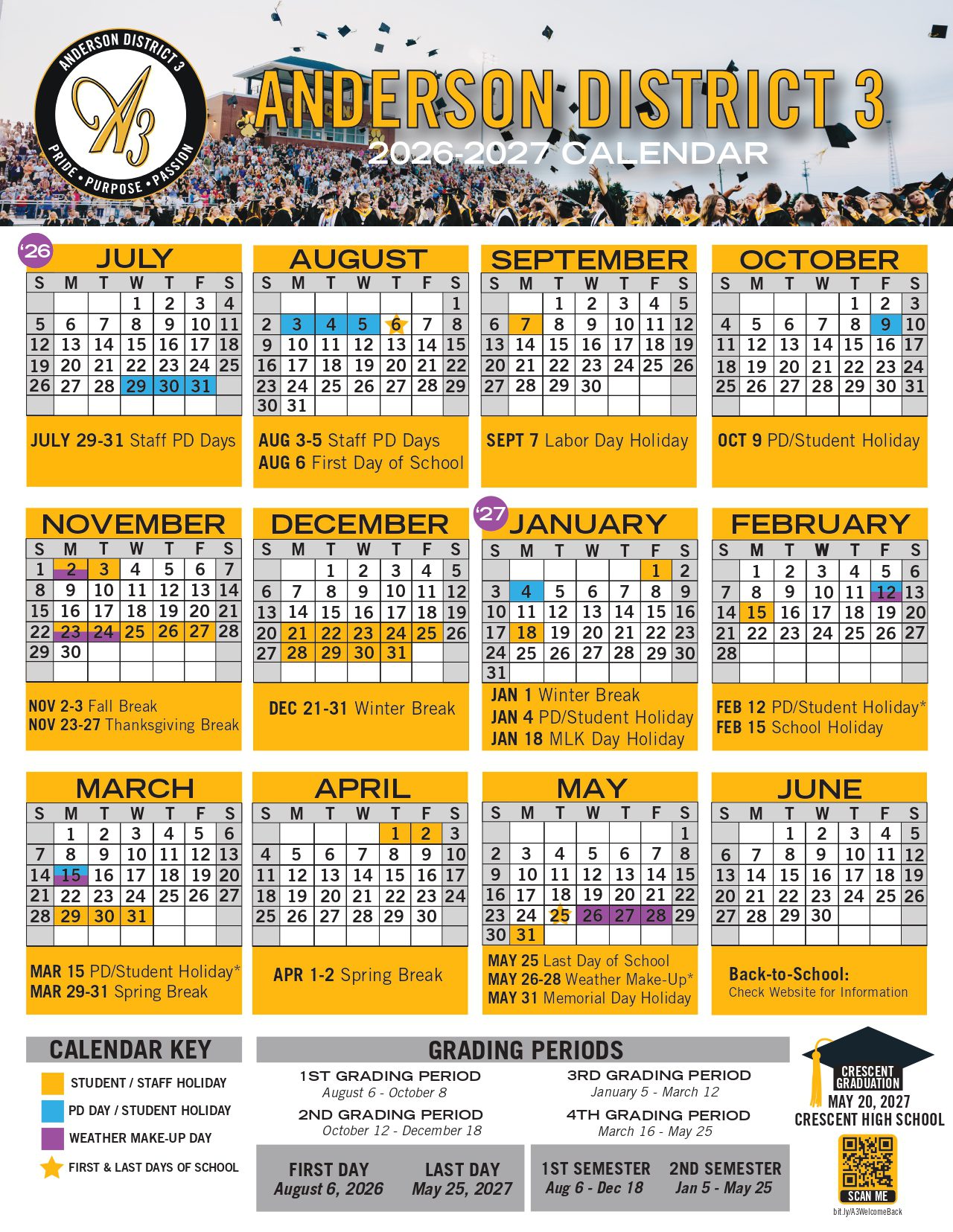 Anderson District 3 SC Calendar 26-27 Revised [PDF]