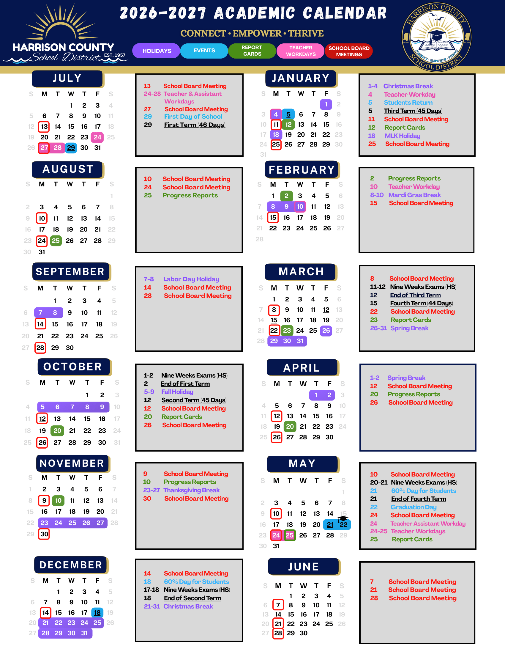 Harrison County School District Calendar 26-27 UPDATED [PDF]
