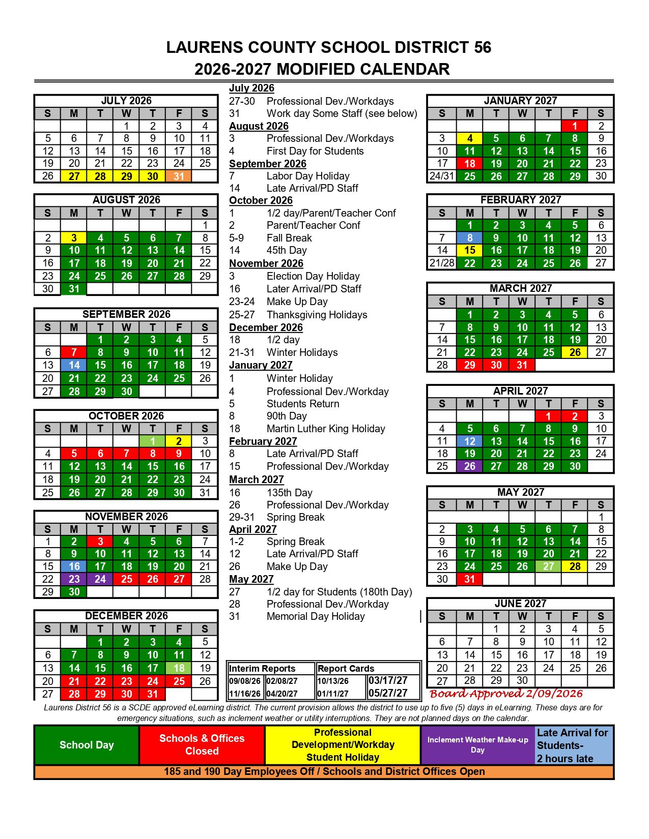 LAURENS COUNTY SCHOOL DISTRICT  26-27 Calendar Revised [PDF]