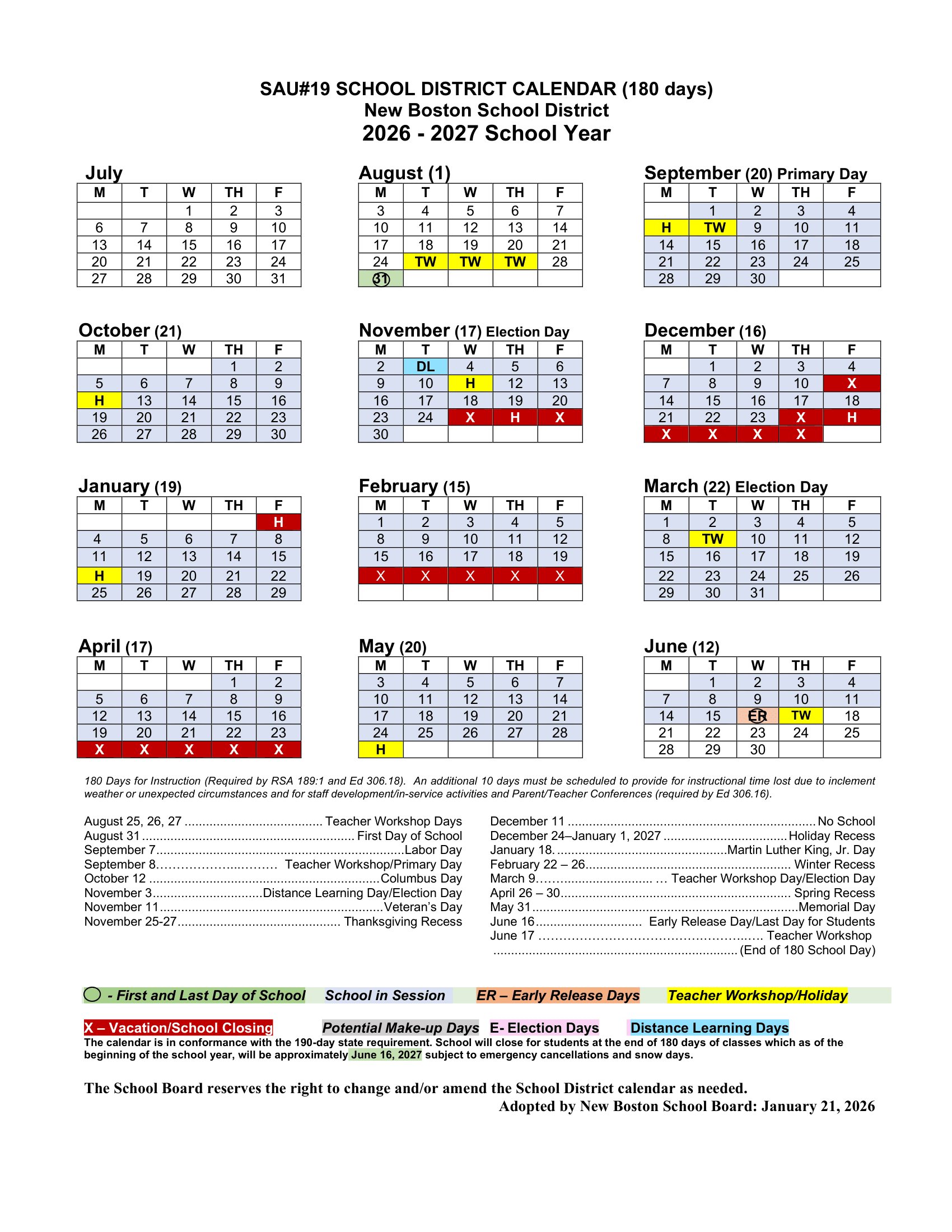 New Boston School District Calendar 26-27 Revised [PDF]