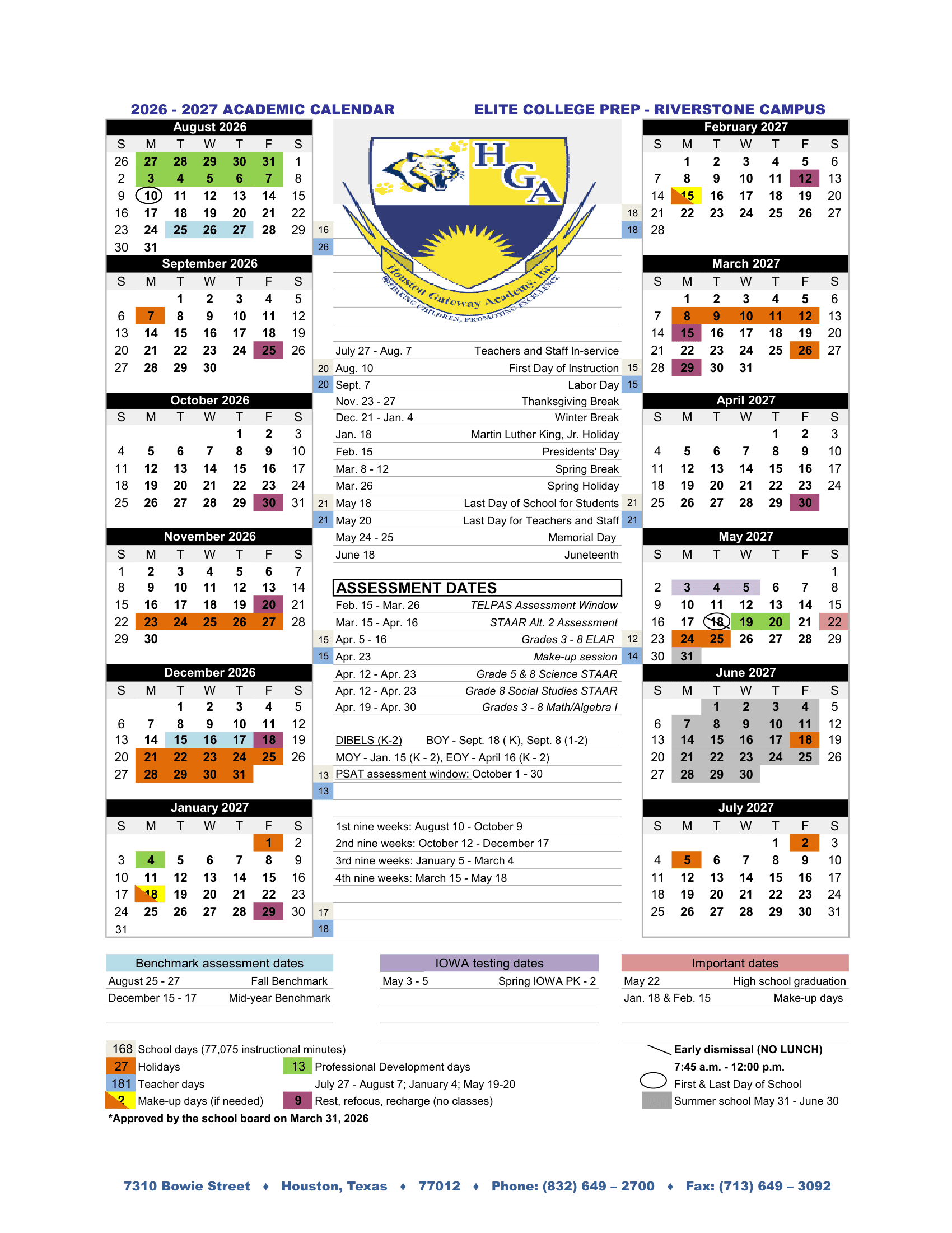 Elite College Prep - Riverstone Campus 26-27 Calendar [PDF]