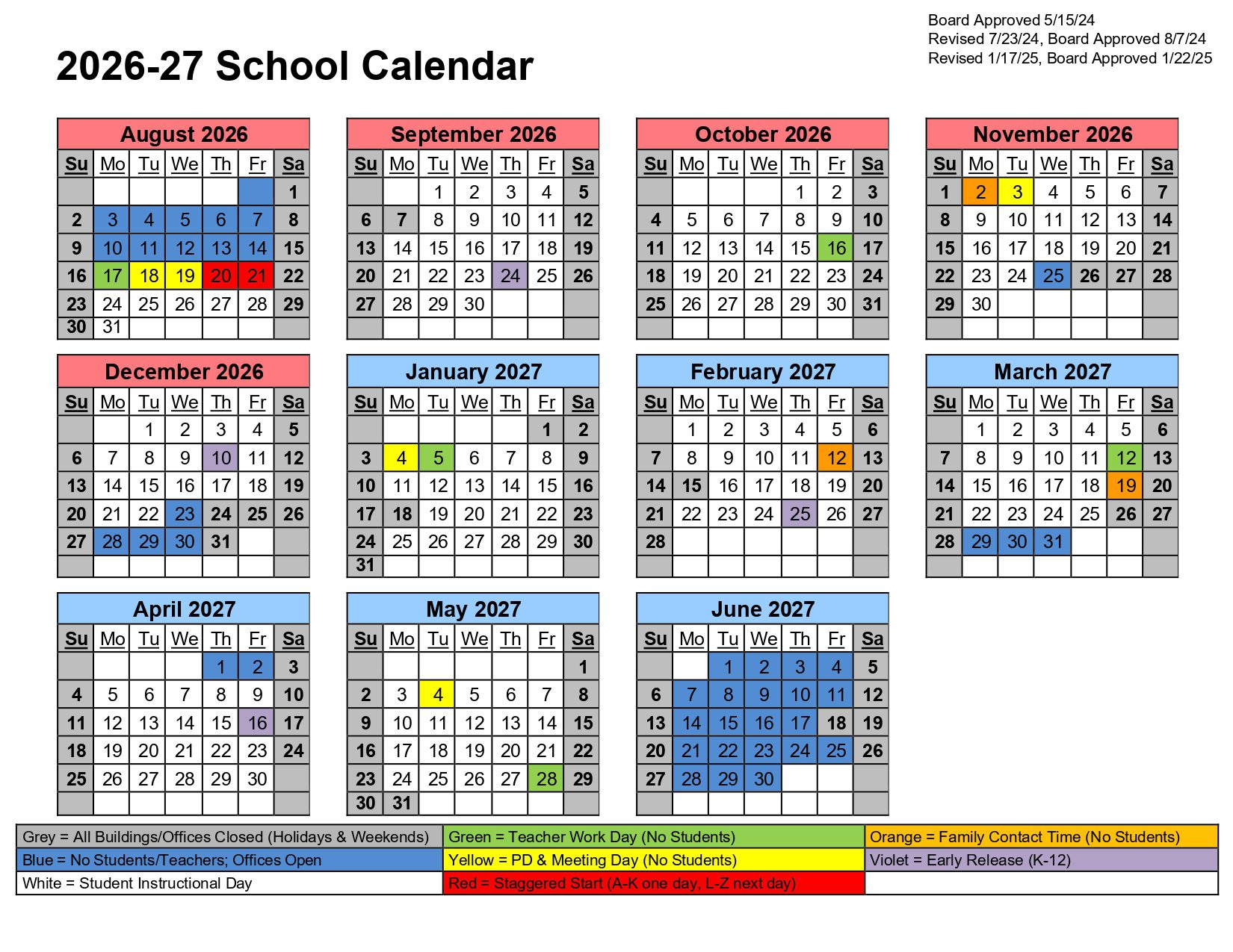 Washington Local Schools OH Calendar 26-27 Updates