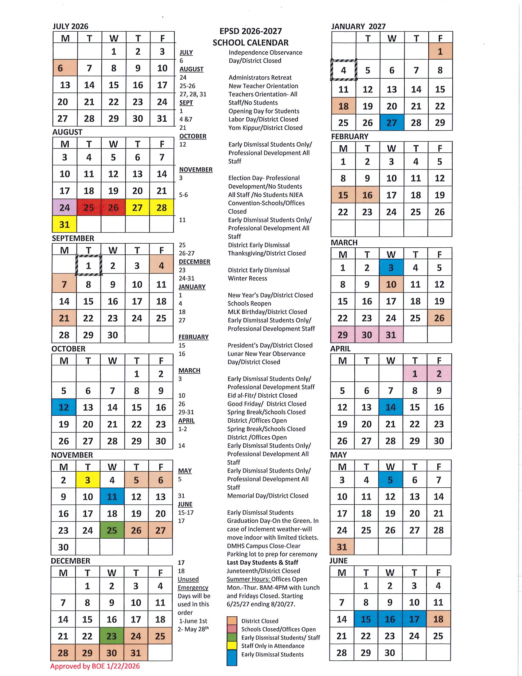 EPSD NJ 2026-27 calendar page 1
