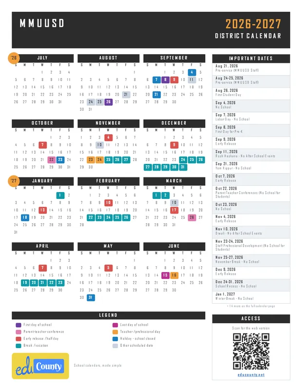 MMUUSD printable 2026-27 calendar