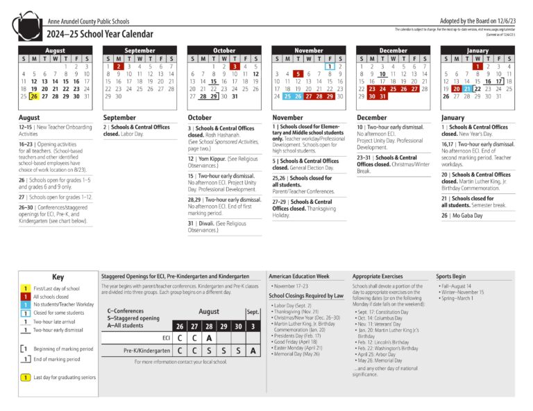 Anne Arundel County School Calendar 24 25 PDF EduCounty