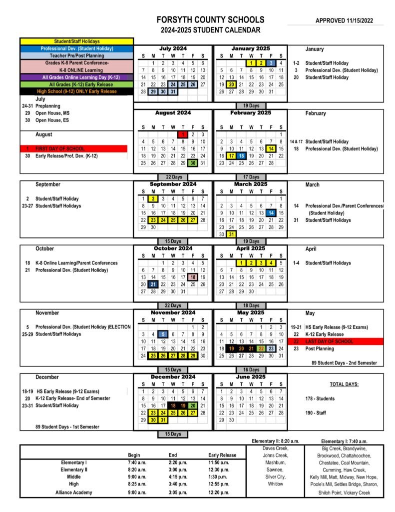 Forsyth County School Calendar