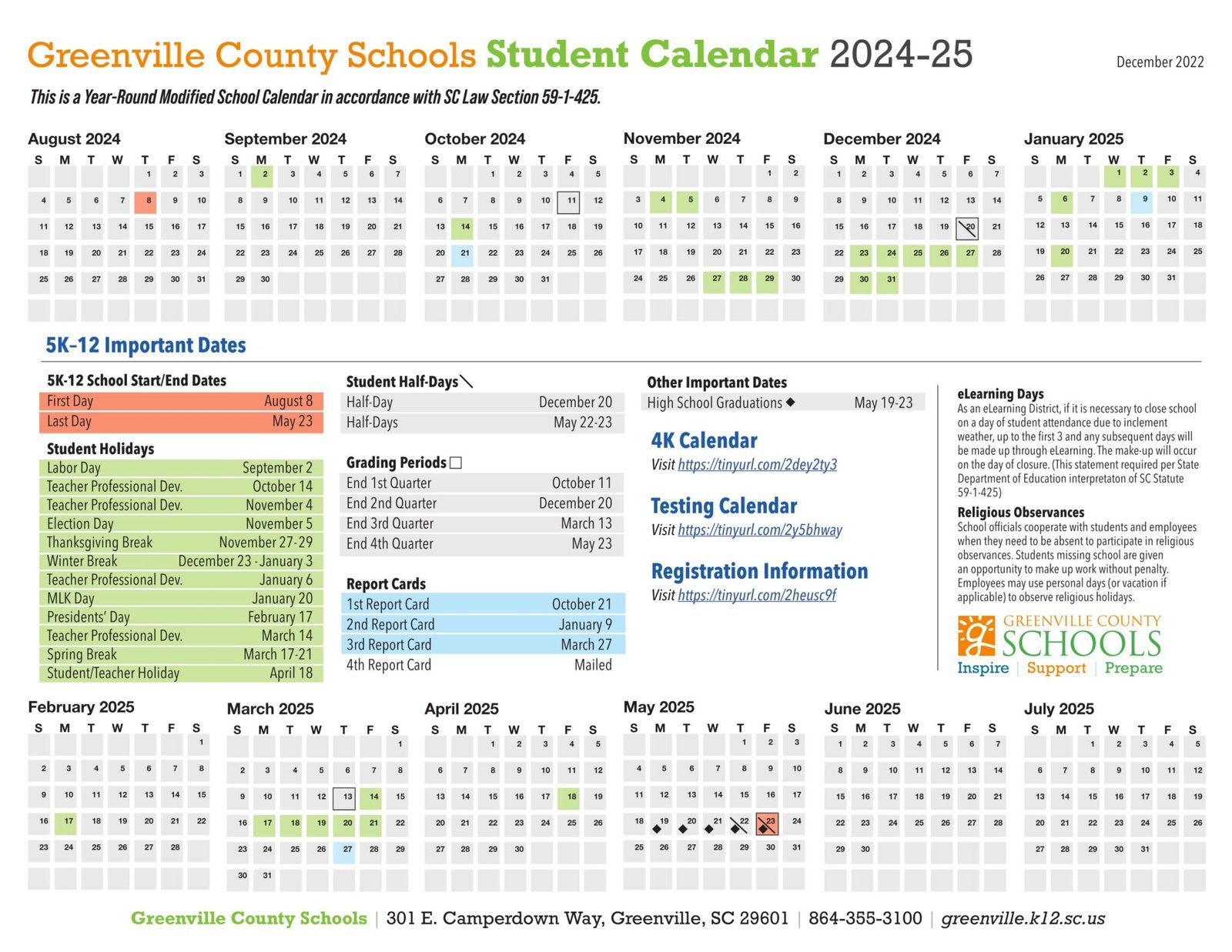 Greenville County Schools SC Calendar 24 25 PDF EduCounty Greenville County Schools SC Calendar 24 25 PDF EduCounty