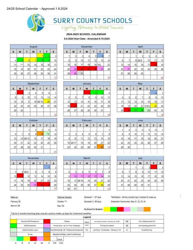 surry county school calendar 24-25