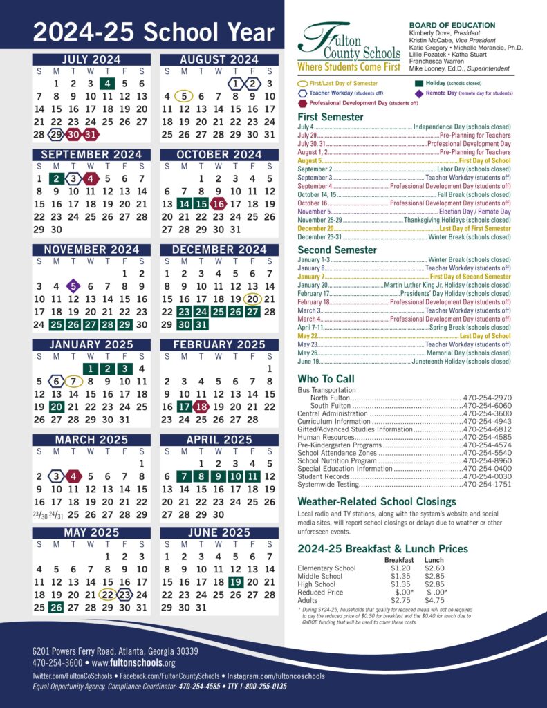 Fulton County ga School Calendar 24 25 PDF Revised EduCounty
